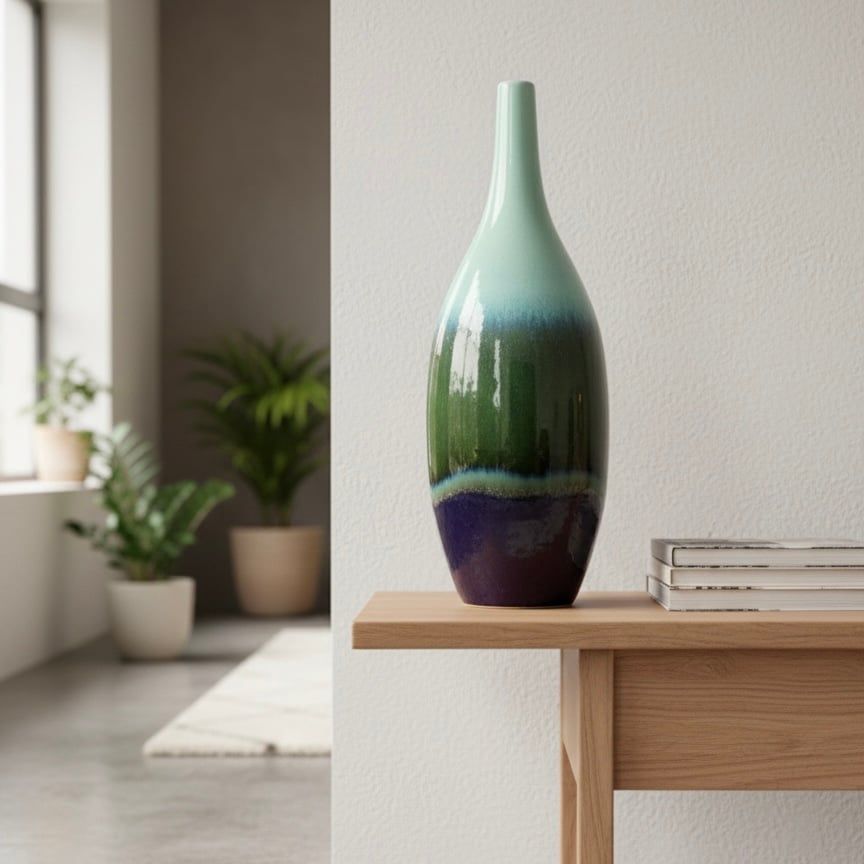  GỐM SỨ BÌNH CAO XANH 