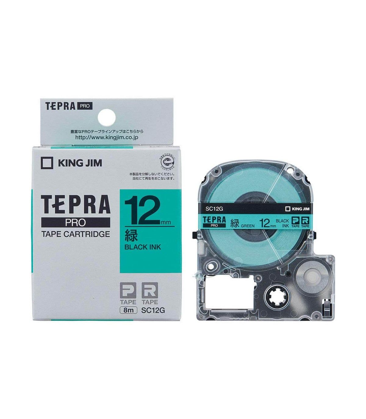  Băng nhãn in Tepra SC12G (chữ đen nền xanh lá 12mm) 