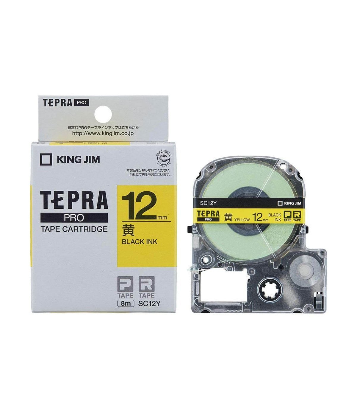  Băng nhãn in Tepra SC12Y (chữ đen nền vàng 12mm) 