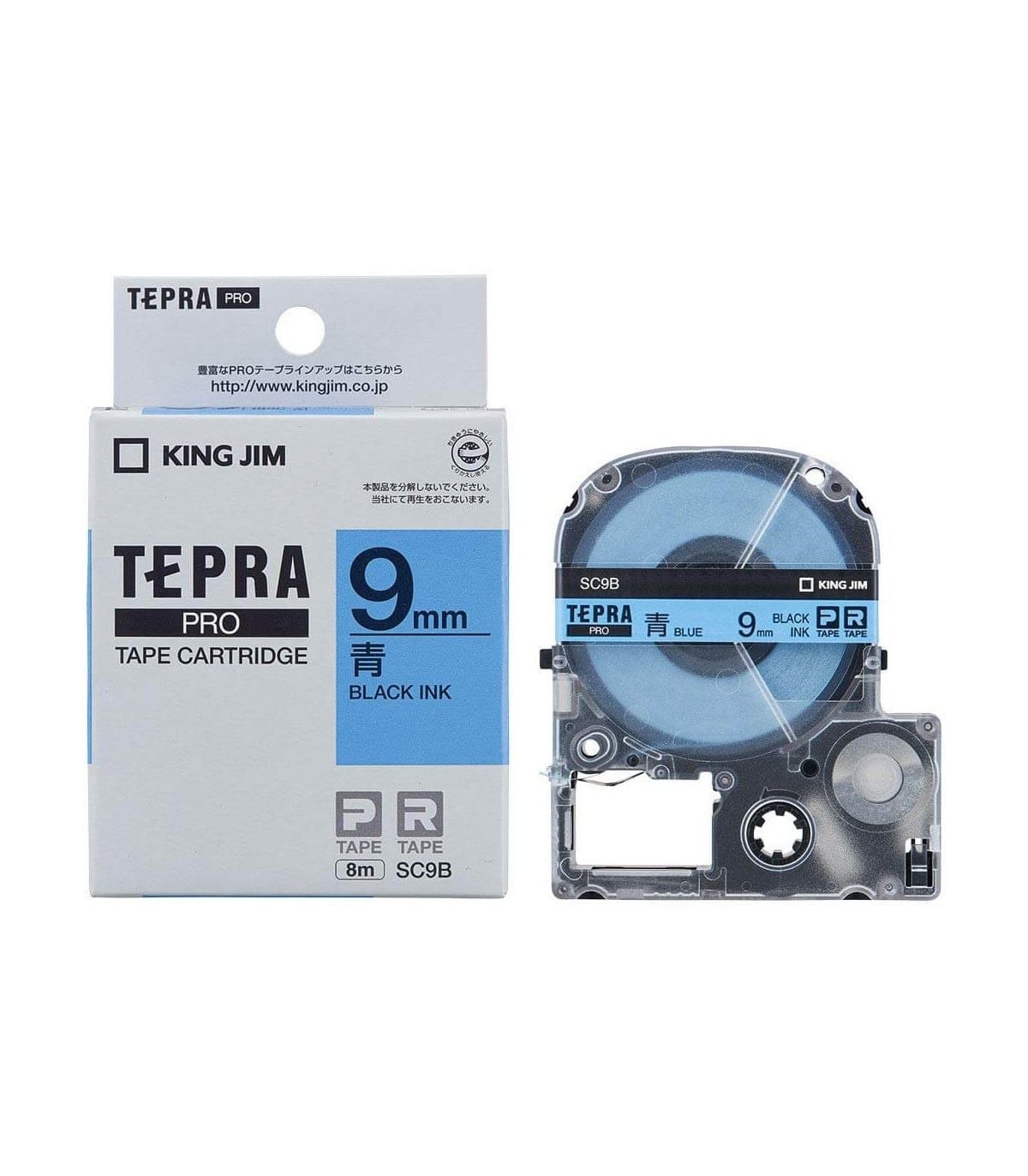  Băng nhãn Tepra SC9B 9mm chữ đen nền xanh dương 