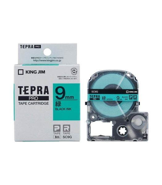 Băng nhãn in Tepra SC9G (chữ đen nền xanh lá 9mm)