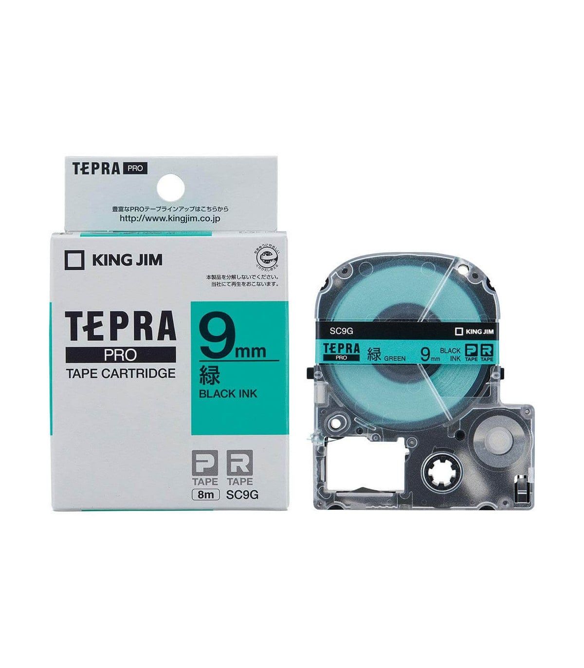  Băng nhãn in Tepra SC9G (chữ đen nền xanh lá 9mm) 