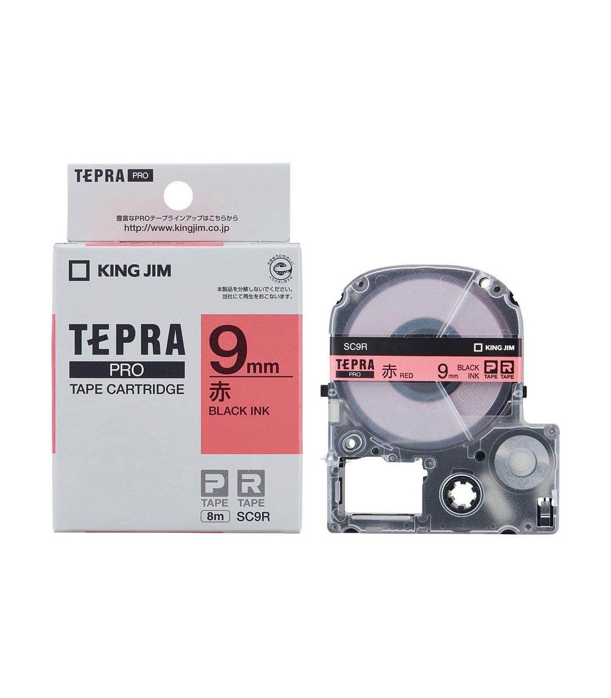  Băng nhãn in Tepra SC9R chữ đen nền đỏ 9mm 