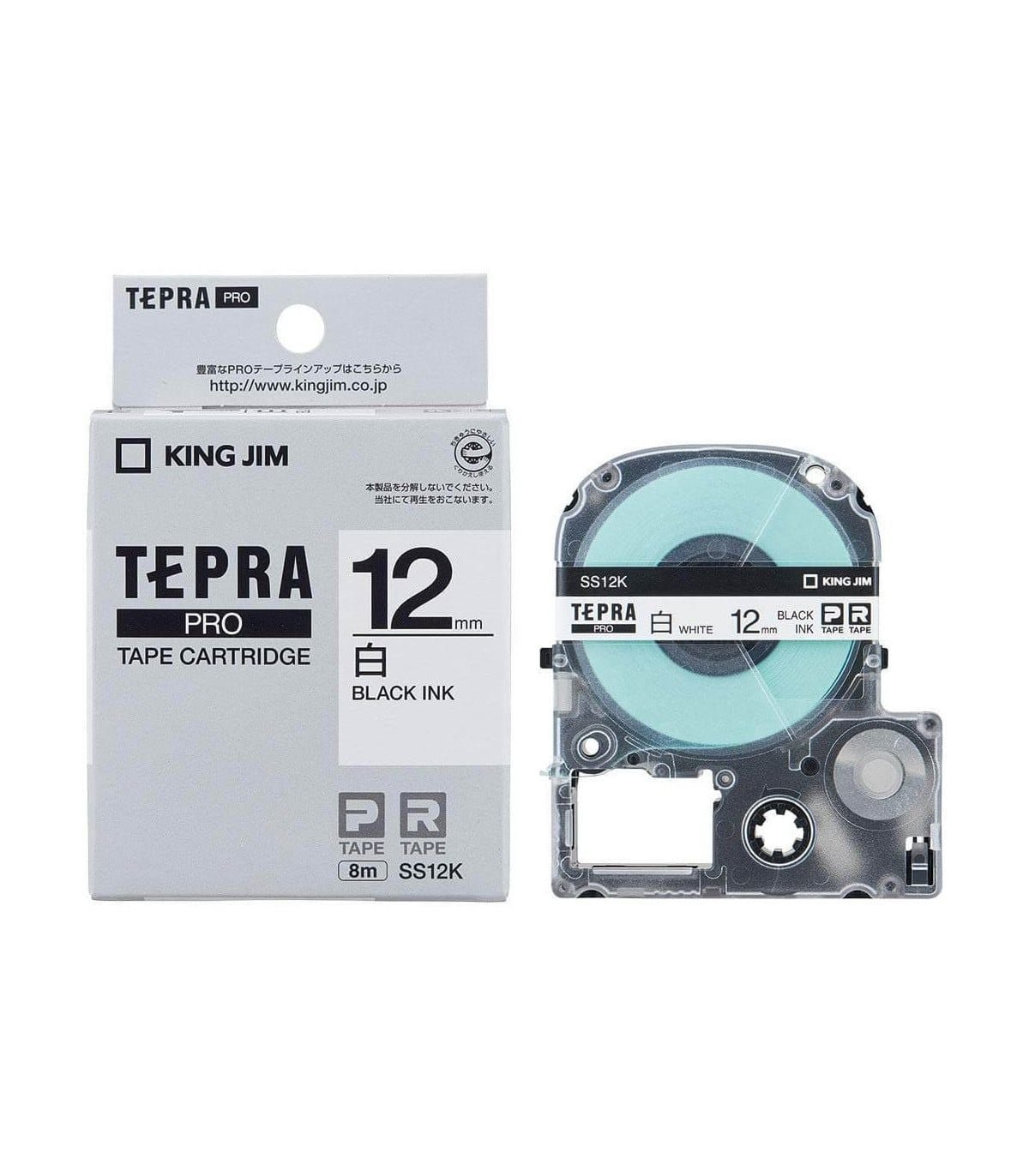  Băng nhãn Tepra SS12K 12mm chữ đen nền trắng 