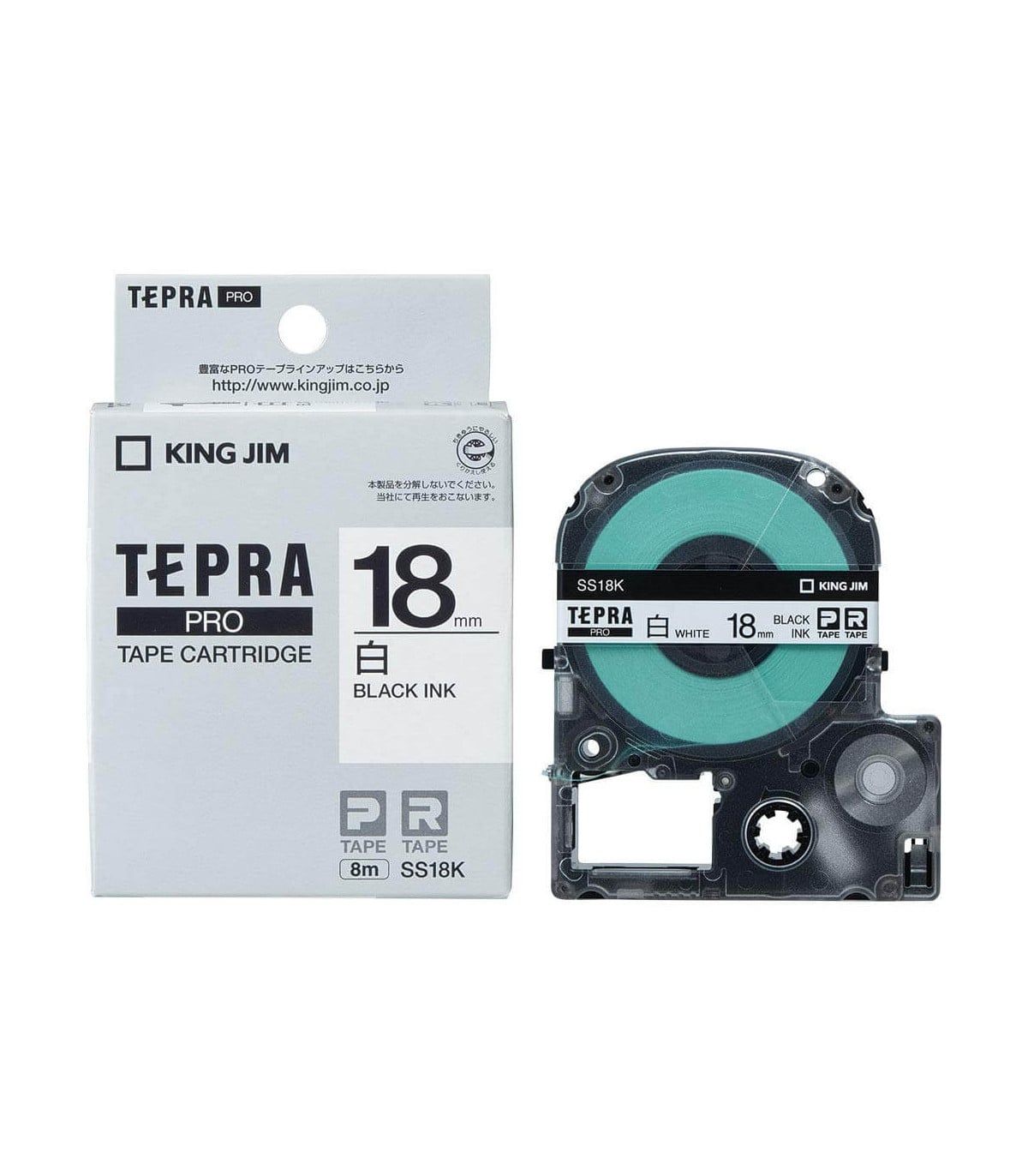  Băng nhãn Tepra SS18K 18mm chữ đen nền trắng 
