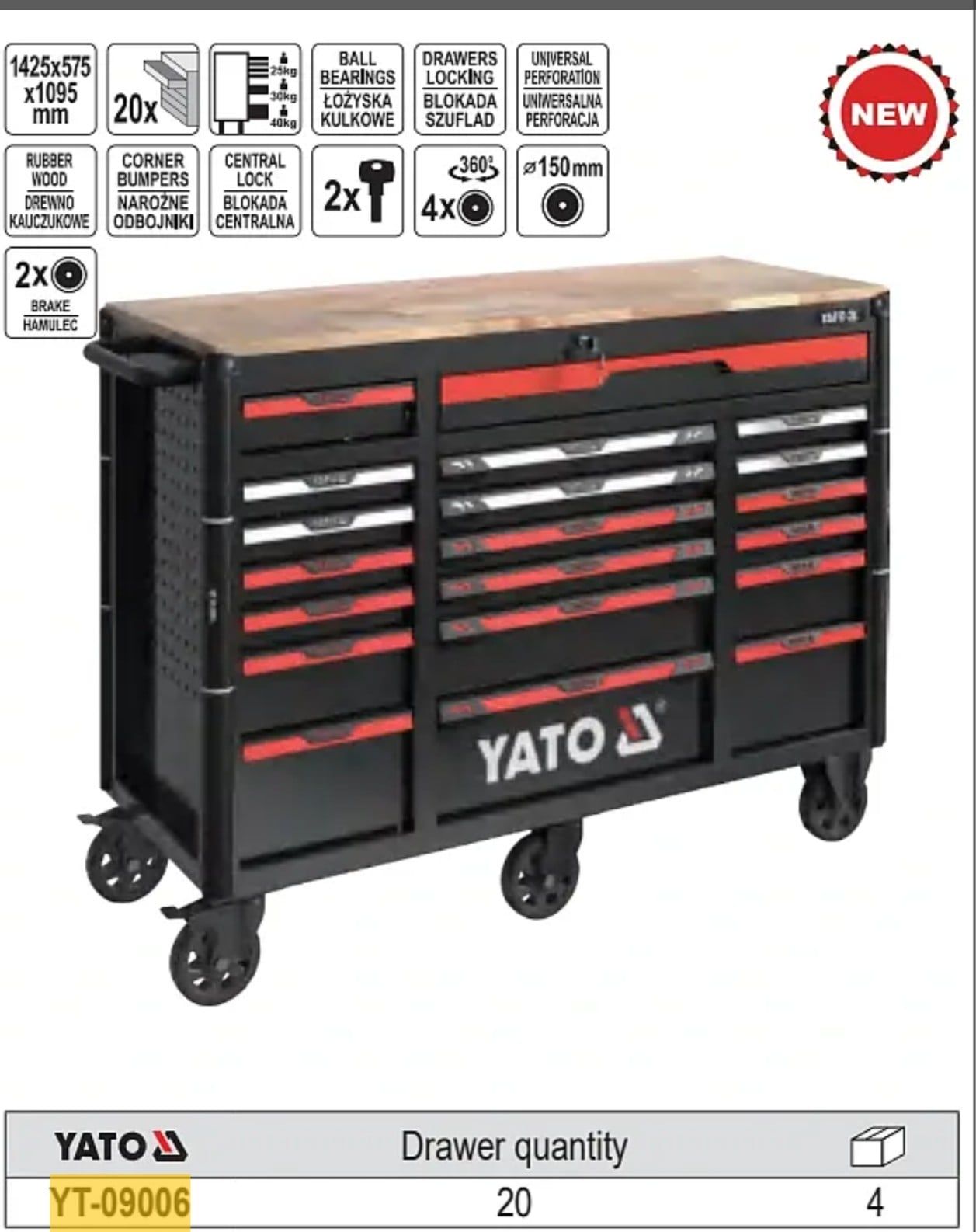  Tủ Đựng Đồ Nghề Cao Cấp 20 Ngăn YATO YT-09006 