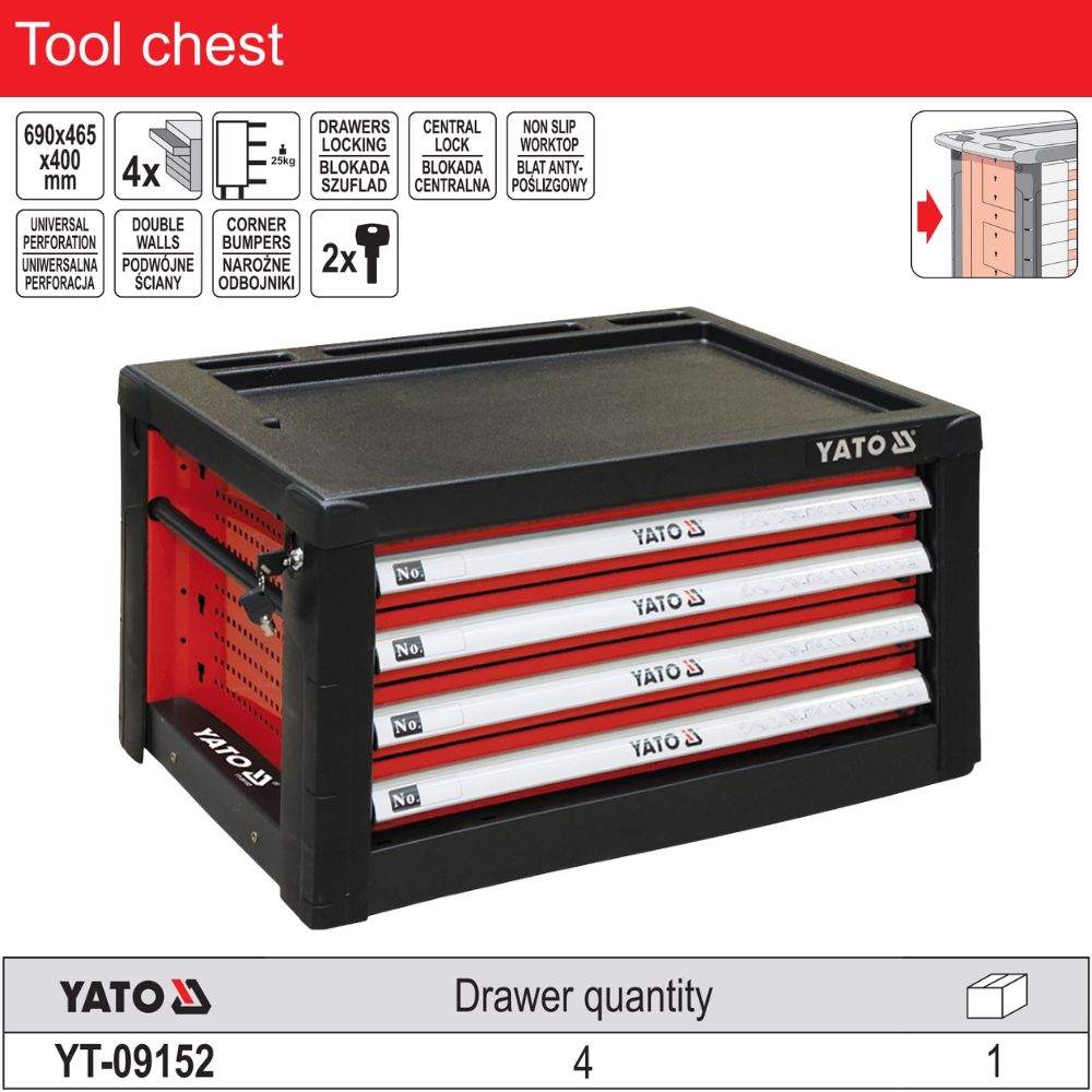  Tủ ngang đựng đồ nghề 4 ngăn Yato YT-09152 