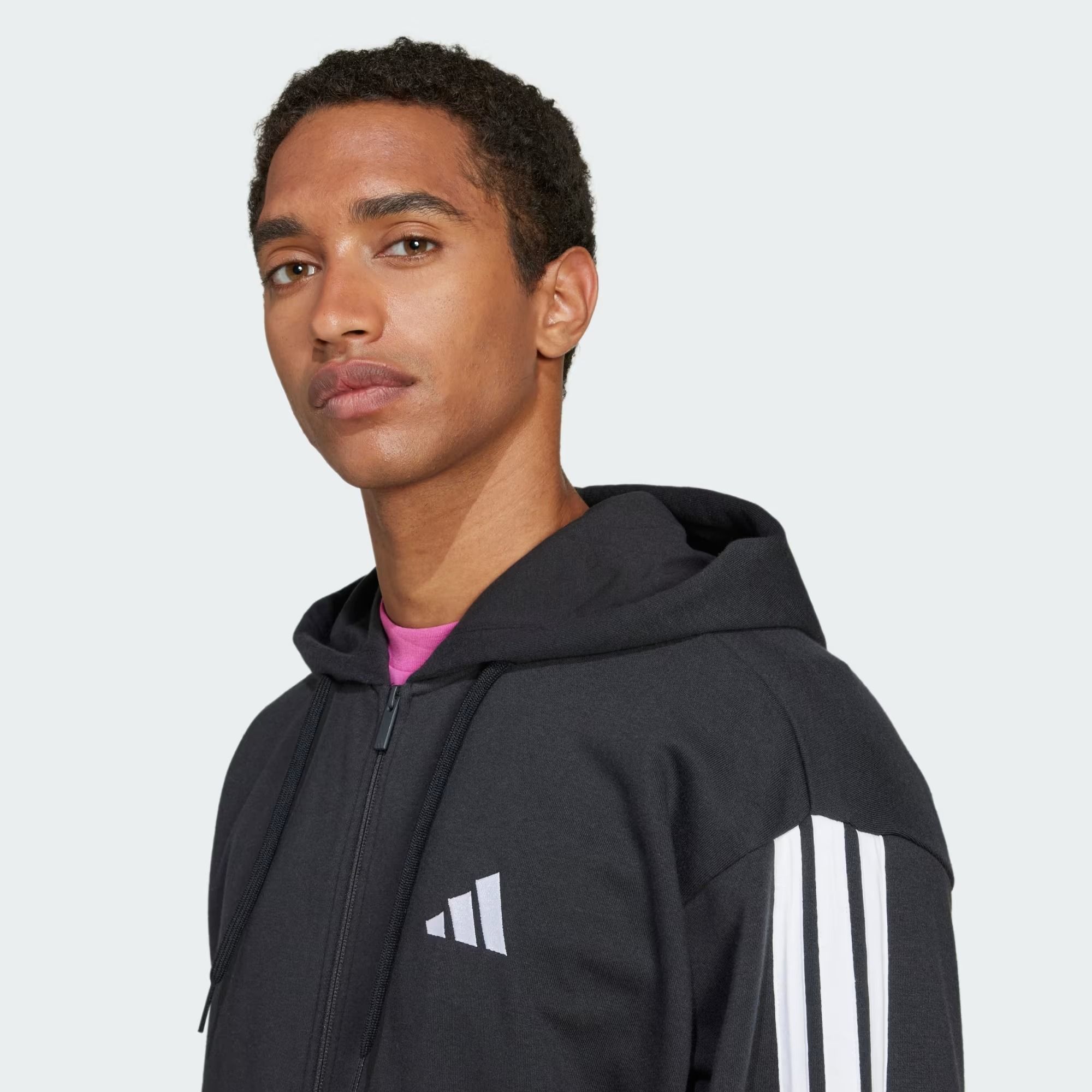  ÁO HOODIE NAM ADIDAS 3 SỌC ESSENTIALS KHÓA KÉO - JD1877 