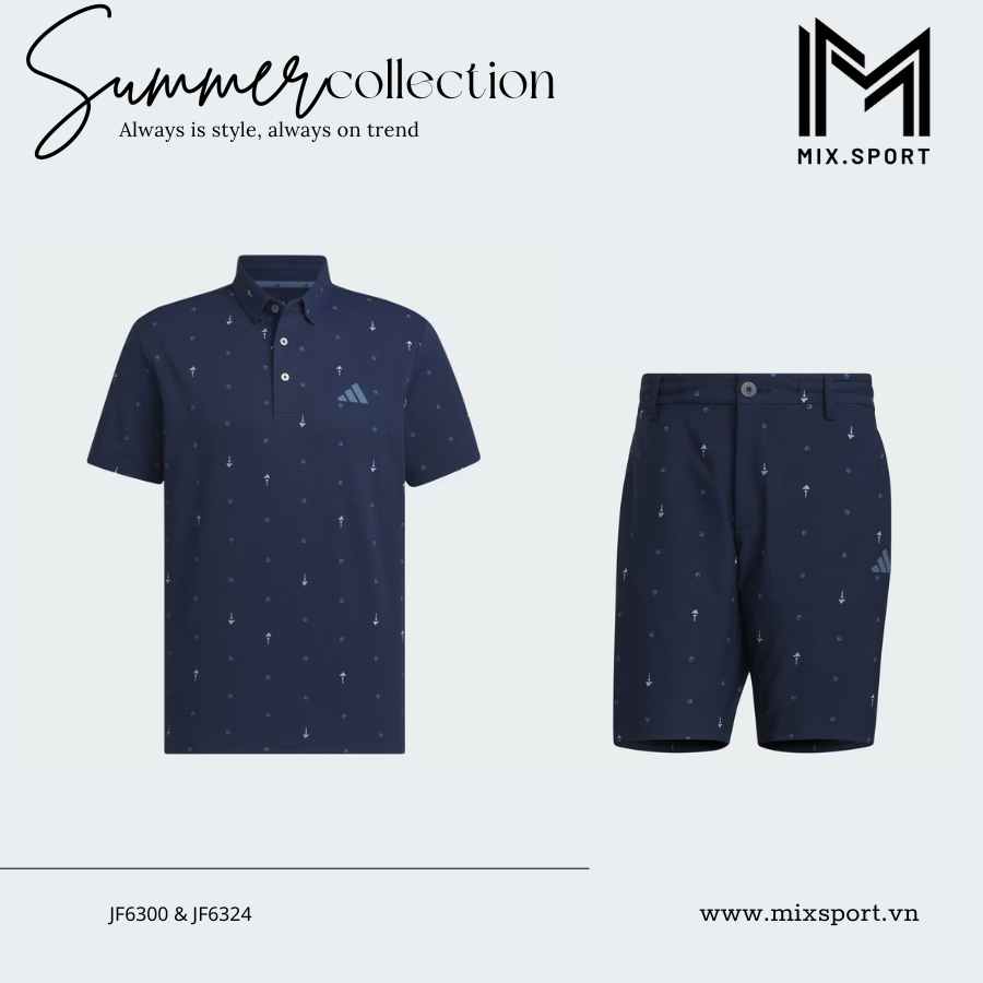  BỘ ĐỒ XUÂN HÈ NAM ADIDAS POLO MONOGRAM PG JF6300 & JF6324 