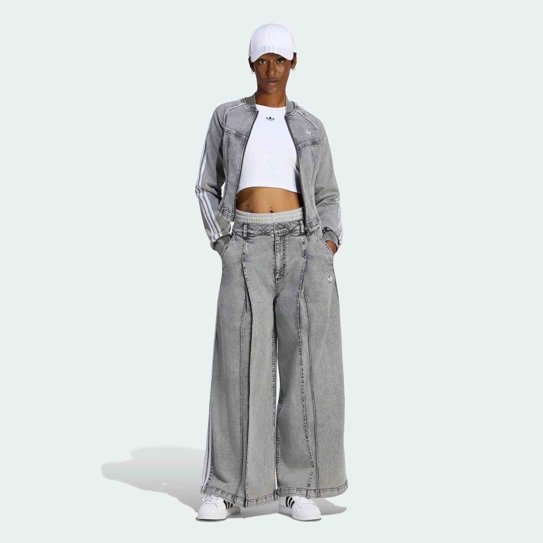  QUẦN DÀI NỮ ADIDAS DENIM PLEATS WIDE LEG PANTS - LF3777 