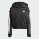  Áo Hoodie Nữ Khóa Kéo Vải Thun Da Cá 3 Sọc Essentials 