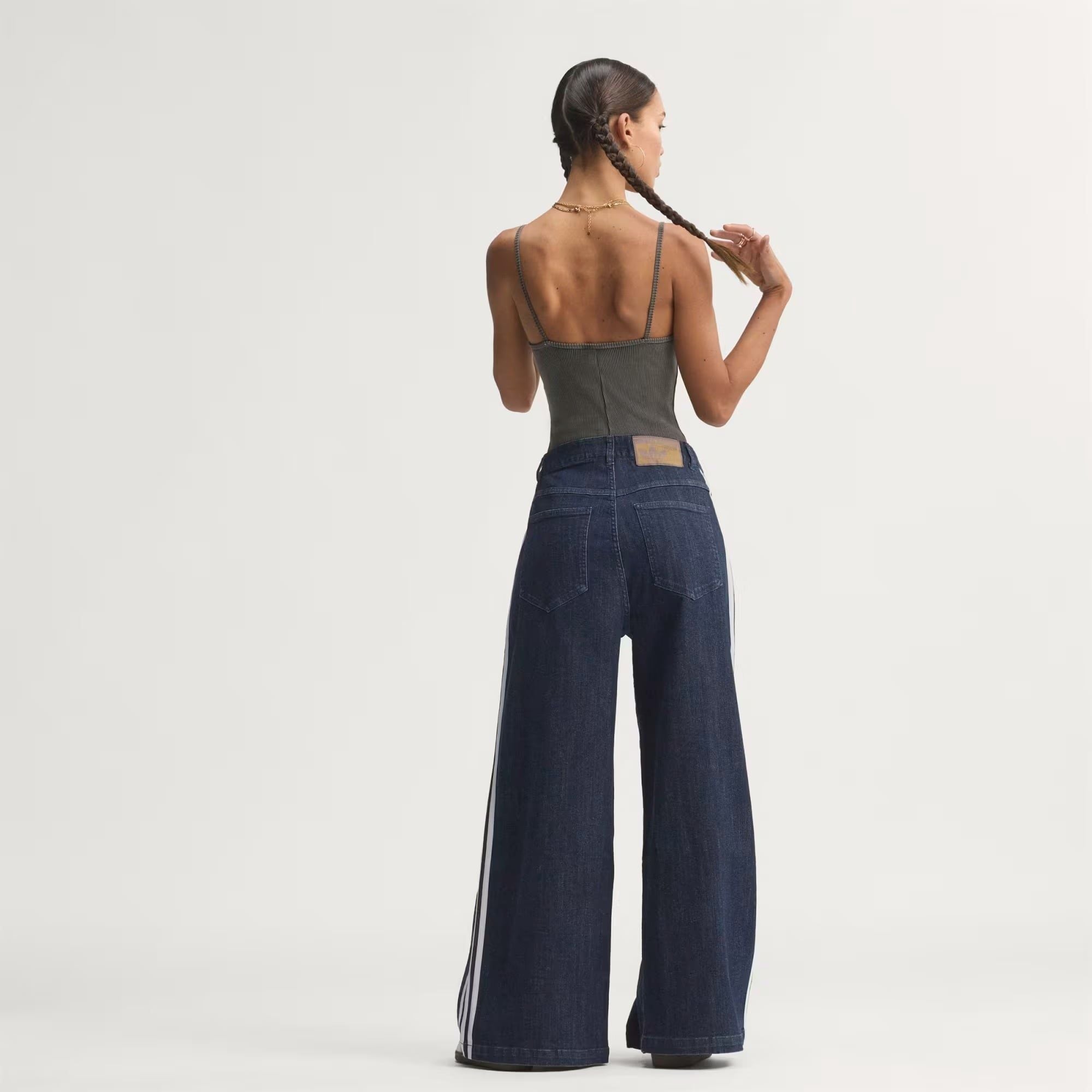  QUẦN DÀI NỮ ADIDAS DENIM XẾP LY RỘNG ỐNG RỘNG - LE8302 