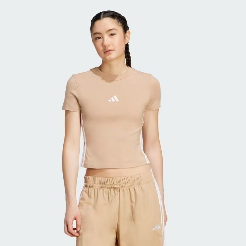 Áo Thun Nữ Baby Tee Dáng Ôm 3 Sọc Essentials