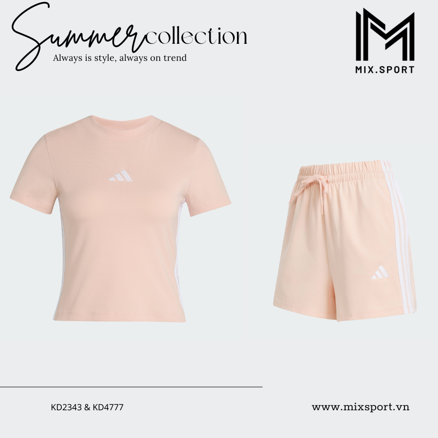  Bộ Đồ Xuân Hè Nữ Baby Tee 3 Sọc Essentials KD2343 & KD4777 