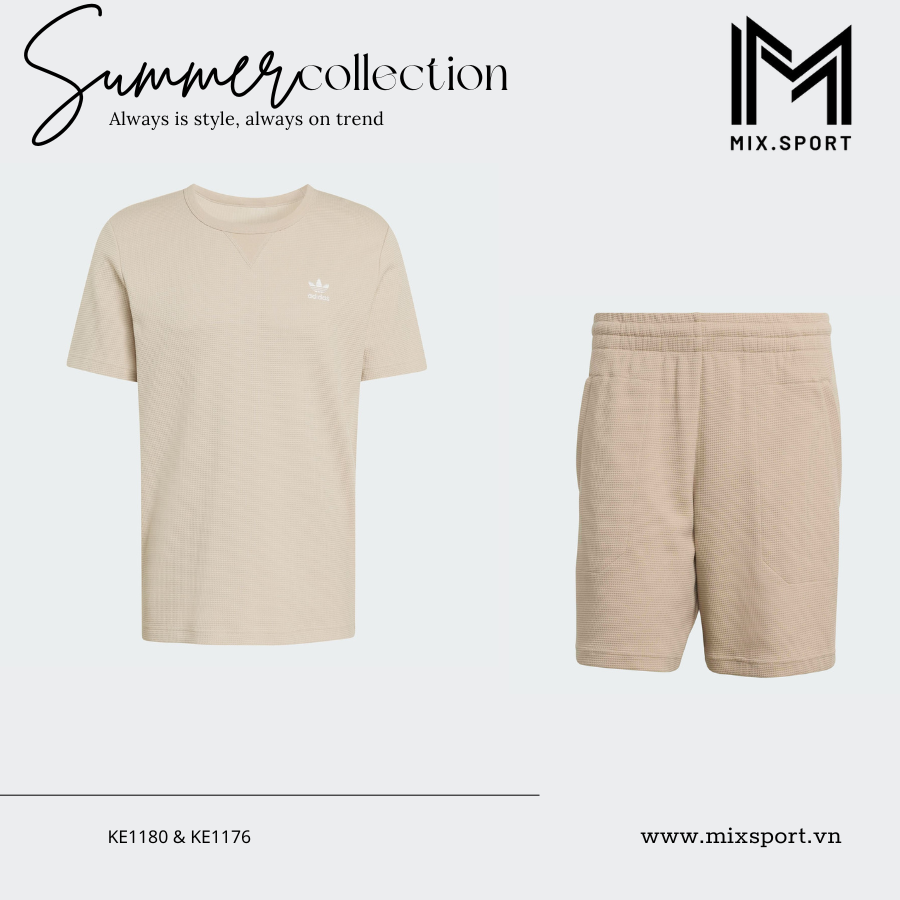  Bộ Đồ Xuân Hè Nam waffle Trefoil Essentials KE1180 & KE1176 