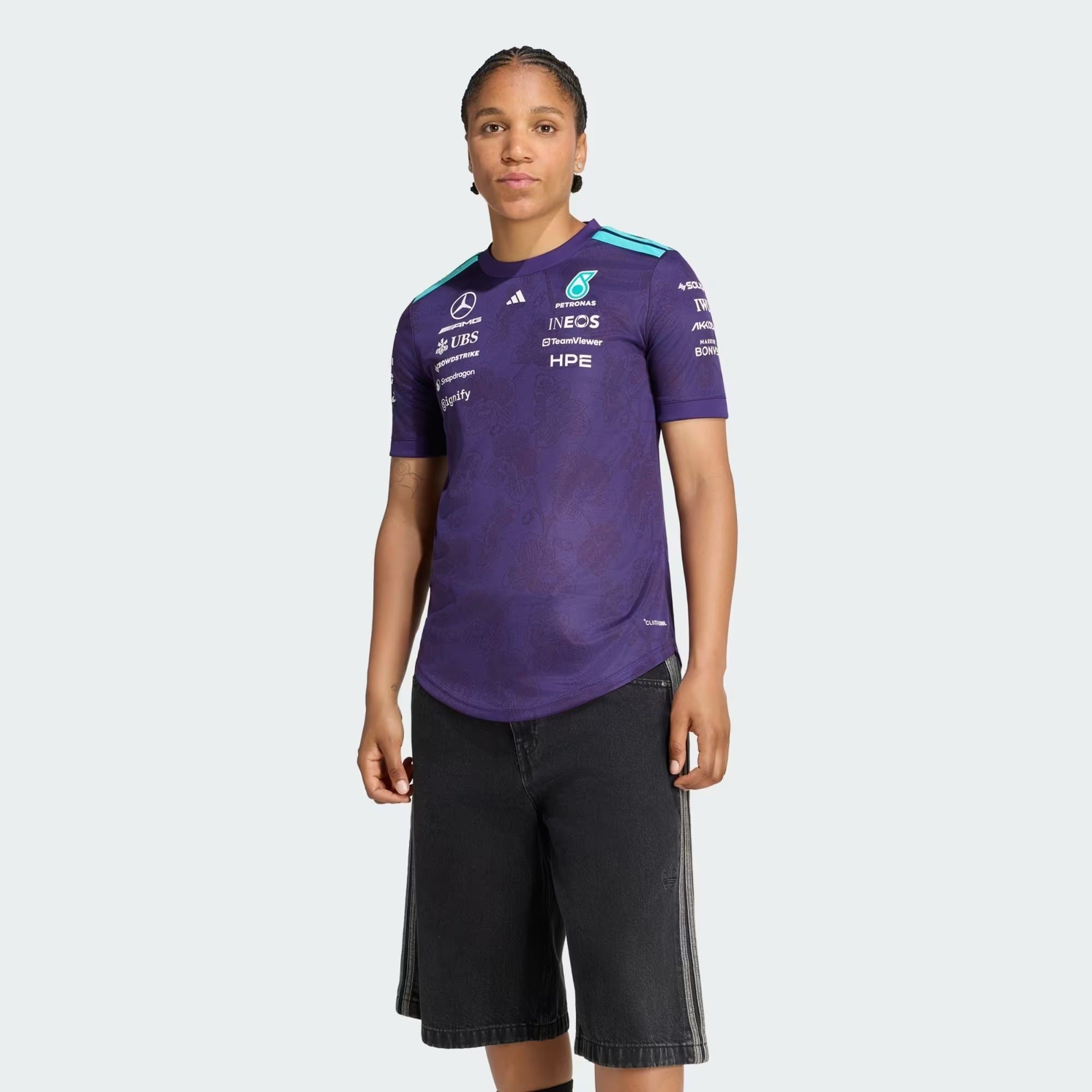  ÁO ĐẤU NỮ ADIDAS VANDA BLOOM DRIVER CHO ĐỘI MERCEDES - AMG PETRONAS FORMULA 1- KV4289 