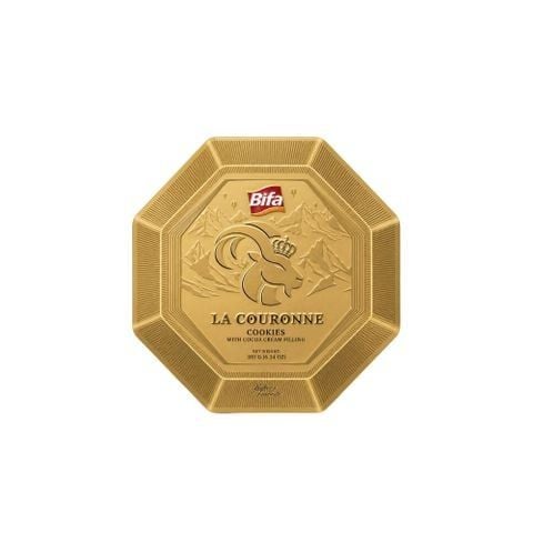  Bánh quy nhân kem ca cao chảy La Couronne Bifa 180 g (3 gói x 60 g / hộp thiếc) 