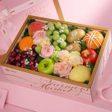 Hộp Quà Trái Cây Các Loại Và Hoa Tone Hồng Tiêu Chuẩn - GIAO NỘI THÀNH TPHCM 