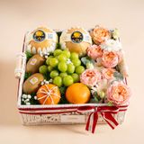  Giỏ Đan Trái Cây Hỗn Hợp Và Hoa Juliet Tone Hồng Tiêu Chuẩn - GIAO NỘI THÀNH TPHCM 