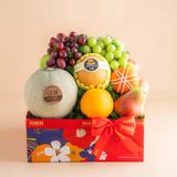  Giỏ Quà Trái Cây Hỗn Hợp Tone Đỏ Họa Tiết Tiêu Chuẩn - GIAO NỘI THÀNH TPHCM 