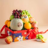  Giỏ Quà Trái Cây Hỗn Hợp Tone Đỏ Họa Tiết Tiêu Chuẩn - GIAO NỘI THÀNH TPHCM 