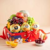  Giỏ Quà Trái Cây Tươi Tone Đỏ Họa Tiết Tiêu Chuẩn - GIAO NỘI THÀNH TPHCM 