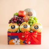  Giỏ Quà Trái Cây Tươi Tone Đỏ Họa Tiết Tiêu Chuẩn - GIAO NỘI THÀNH TPHCM 