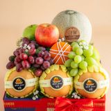  Giỏ Quà Trái Cây Tươi Tone Đỏ Họa Tiết Tiêu Chuẩn - GIAO NỘI THÀNH TPHCM 