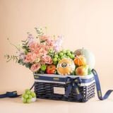  Giỏ Quà Trái Cây Và Hoa Tone Xanh Dương Thanh Lịch - GIAO NỘI THÀNH TPHCM 