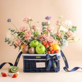  Giỏ Quà Trái Cây Và Hoa Tone Xanh Dương Tinh Tế - GIAO NỘI THÀNH TPHCM 