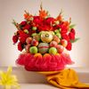Tháp Trái Cây Tươi Và Hoa Huệ Tone Đỏ Sang Trọng