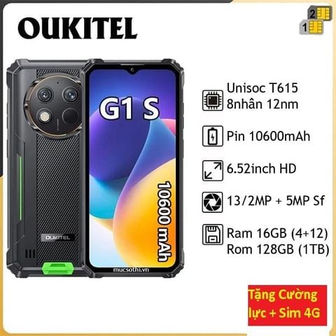 Điện thoại Oukitel G1 S chính hãng mới nguyên seal | 8GB (4+4)+128GB, 10600mAh, chống nước, chống va đập, NFC.