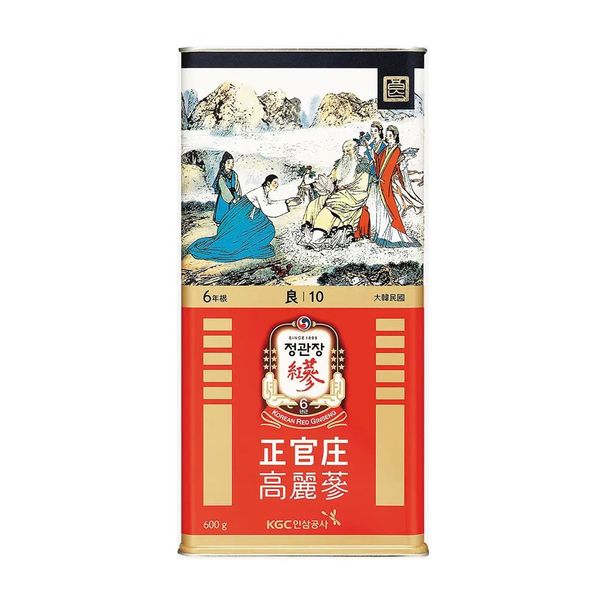 Hồng Sâm Củ Khô KGC Korean Red Ginseng Hộp Thiếc 600gr Số 10 (14 củ)