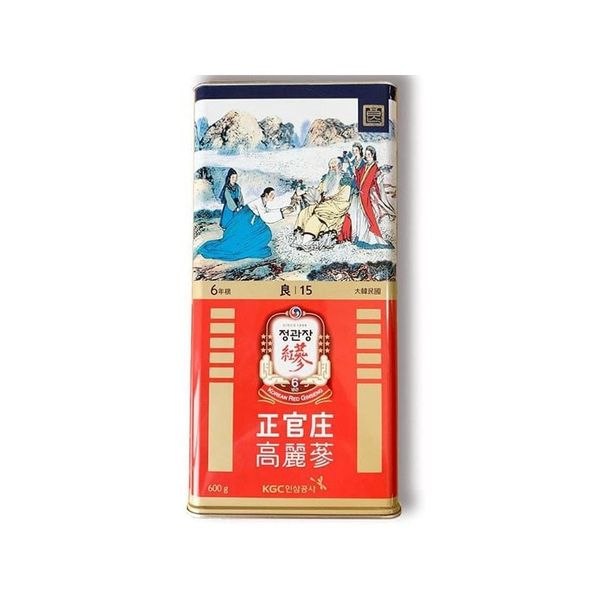 Hồng Sâm Củ Khô KGC Korean Red Ginseng Hộp Thiếc 600gr Số 15 (19 củ)