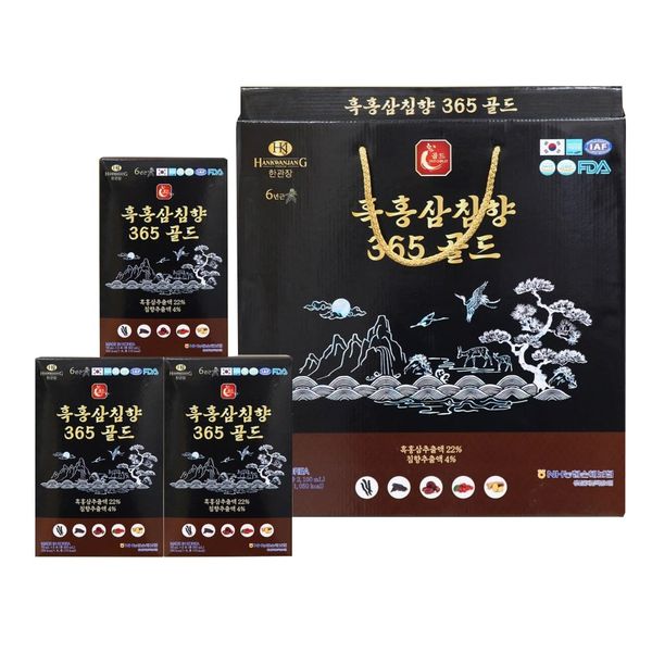 Nước Hắc Hồng Sâm 6 Năm Tuổi HankwanjanG Premium 6-Year-Old Black Red Ginseng Gold (30 Gói x 70ml)