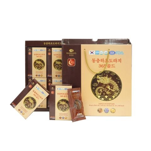 Nước Uống Đông Trùng Hạ Thảo, Nấm Linh Chi HankwanjanG Cordyceps Bellflower 365 Gold (30 gói x 70ml)