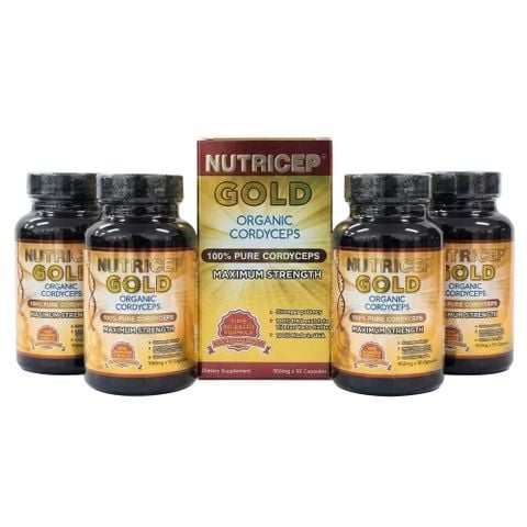 Combo 4 Hộp Đông Trùng Hạ Thảo Nutricep Gold Organic Cordyceps Sinensis Cao Cấp Từ Mỹ