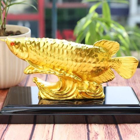 Tượng Cá rồng phong thủy mạ vàng