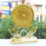 Mặt trống đồng chân đế hoa sen mạ vàng