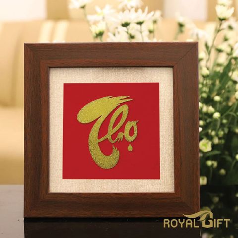 Tranh chữ Thọ mạ vàng 24K