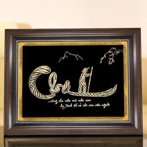 Tranh chữ Cha mạ vàng 24K