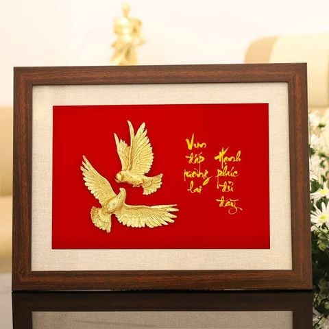 Tranh Đôi Chim Bồ Câu Mạ Vàng