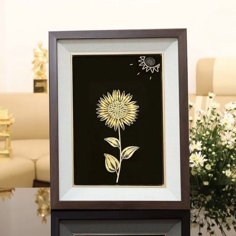 Tranh hoa hướng dương mạ vàng 24K