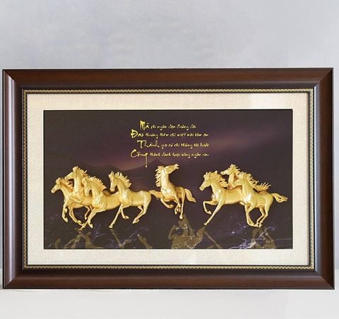 Tranh Mã Đáo Thành Công mạ vàng 24K