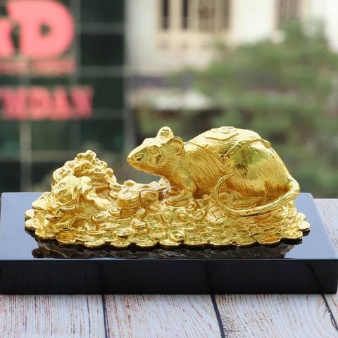 Tượng Chuột Chiêu Tài Tấn Lộc mạ vàng