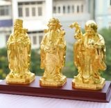 Bộ tượng 3 ông Tam Đa (Phúc - Lộc - Thọ) mạ vàng 24K