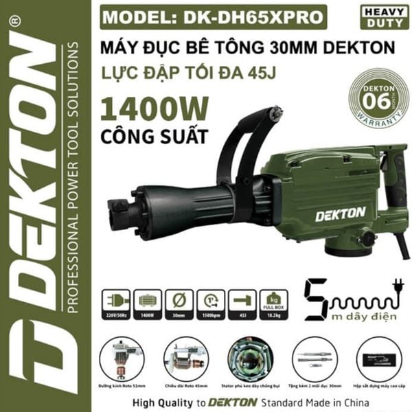 TẶNG VOUCHER GIẢM GIÁ Máy khoan bê tông Dekton DK - DH65XPRO