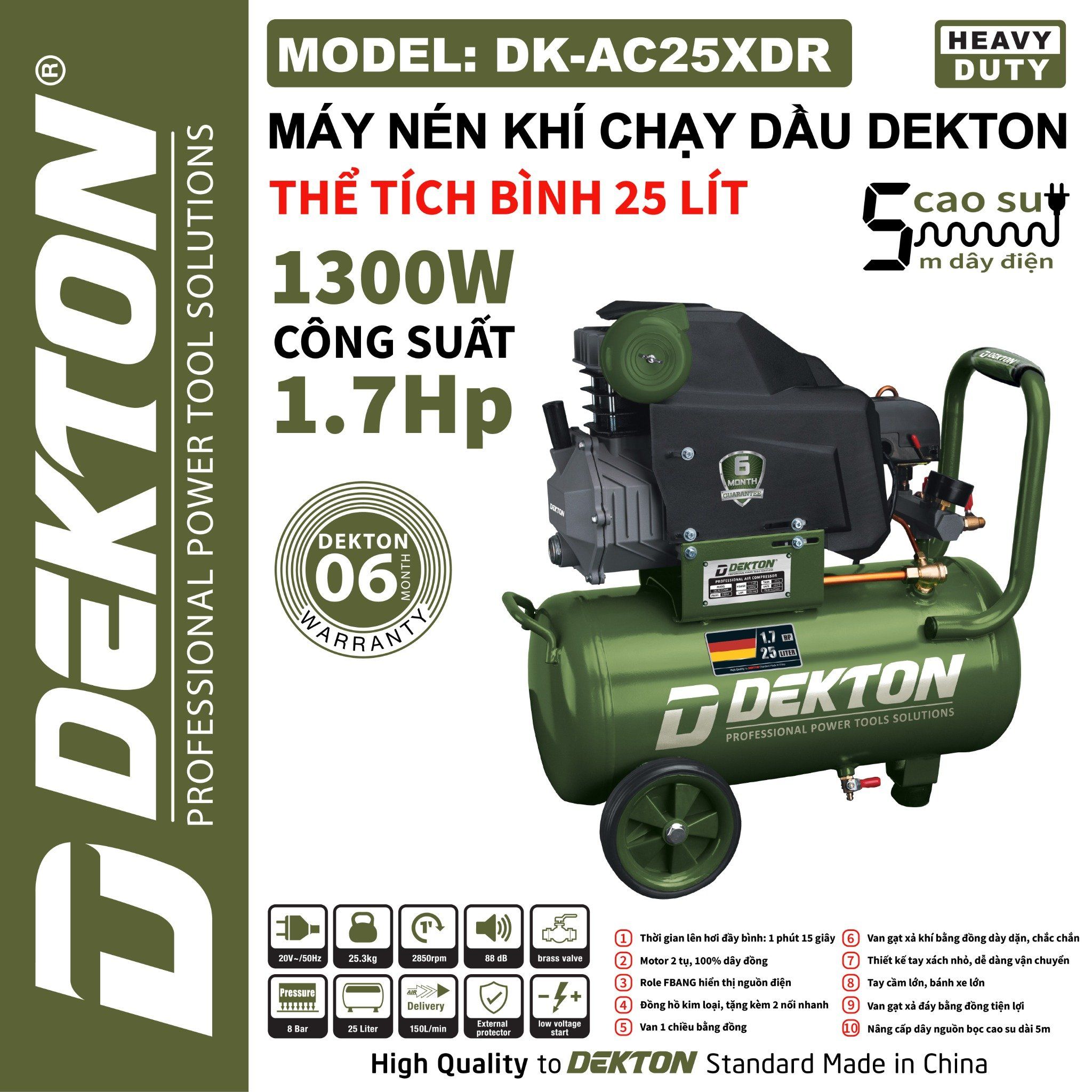  (Voucher Giảm Giá) Máy nén khí chạy dầu Dekton DK - AC25XDR 