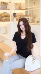 Set Áo Cổ V Quần Loe