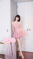 Set Yếm Lưới Hoa Hồng